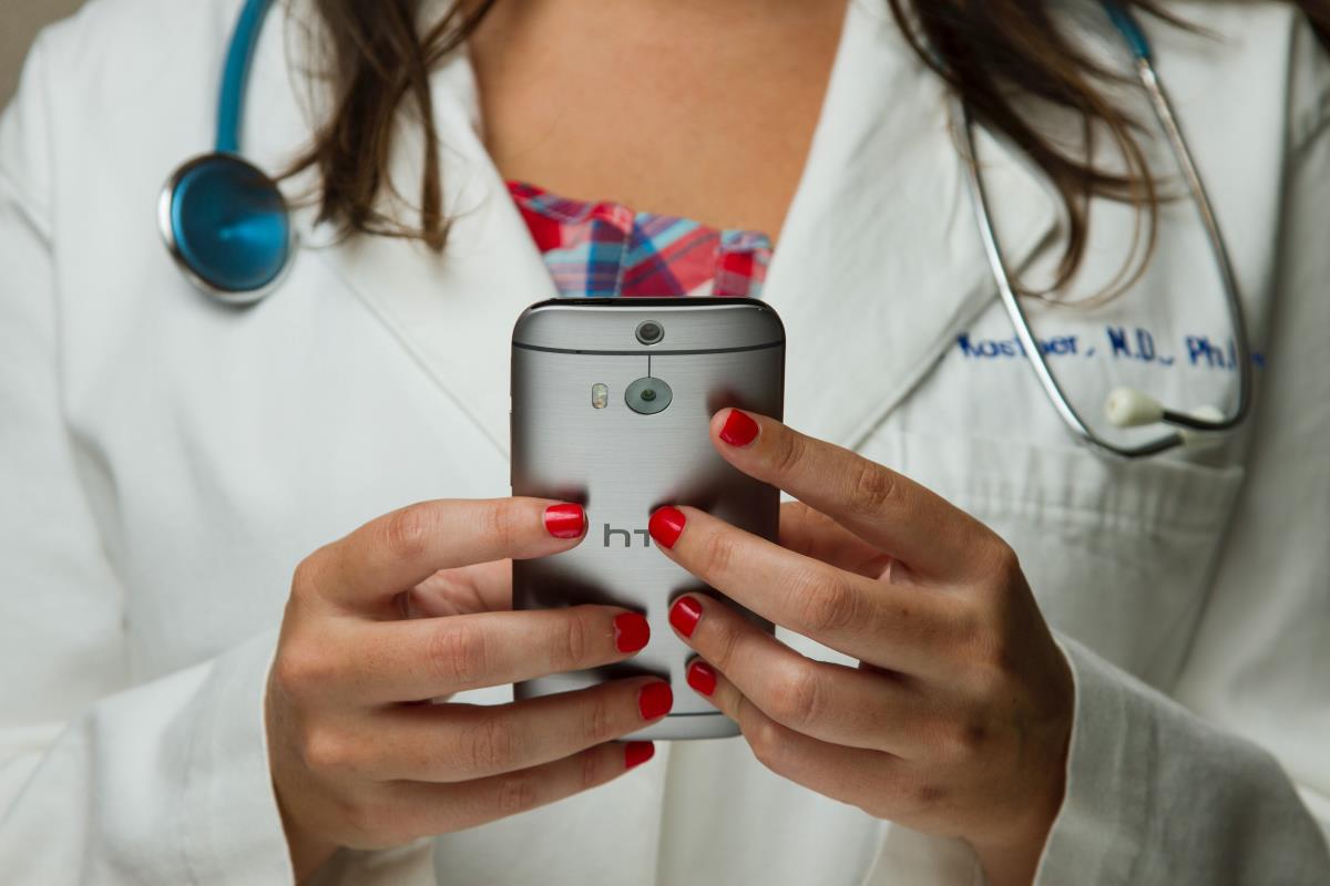 woman doctor on phone